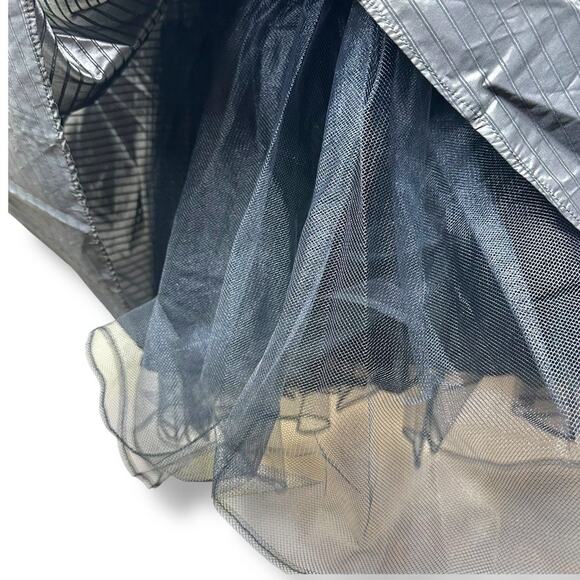 Jessica McClintock For Dillards 90's Black Velvet Gray Stripe Long Sleeve Gown - Picture 5 of 8